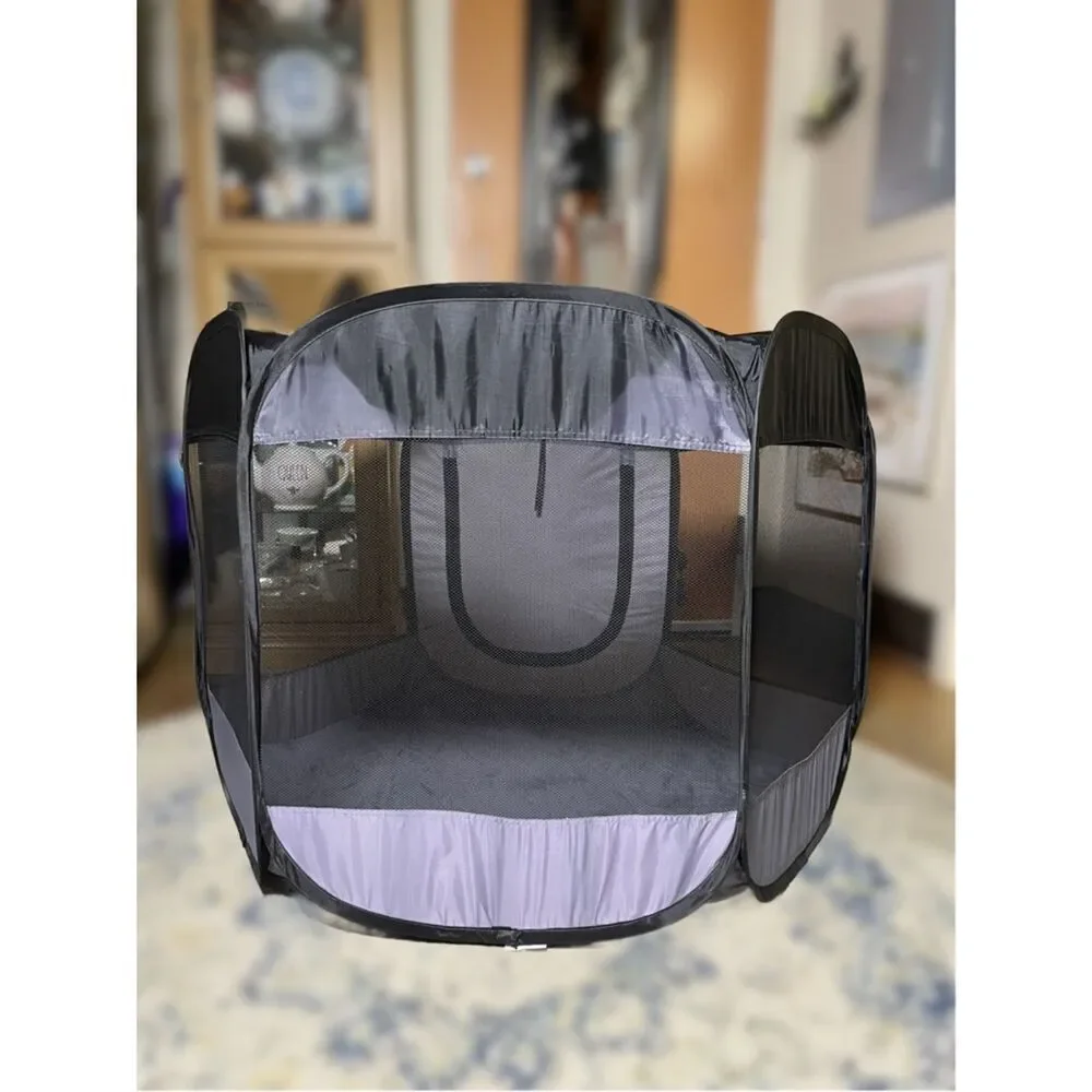 Portable Black and Gray Pop-Up Pet Playpen
